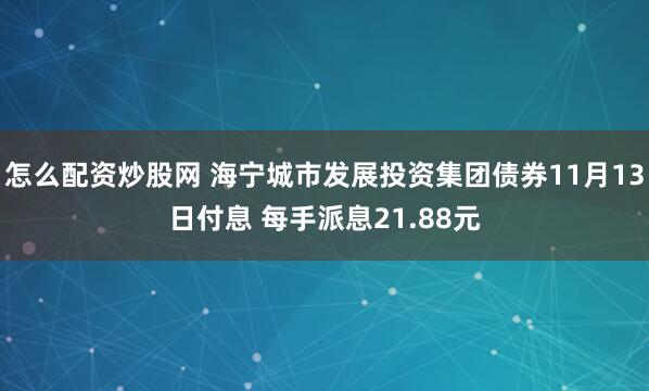 怎么配资炒股网 海宁城市发展投资集团债券11月13日付息 每手派息21.88元